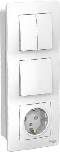 Блок встраеваемый Systeme Electric Blanca розетка 1-м.+ выключатель 1-кл.+выключатель 2-кл. белый фото Блок встраеваемый Systeme Electric Blanca розетка 1-м.+ выключатель 1-кл.+выключатель 2-кл. белый картинка